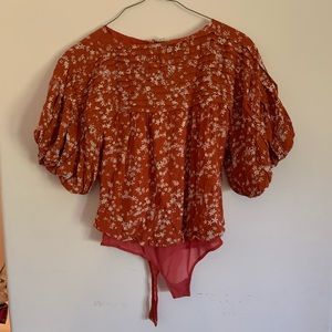 Red floral bodysuit